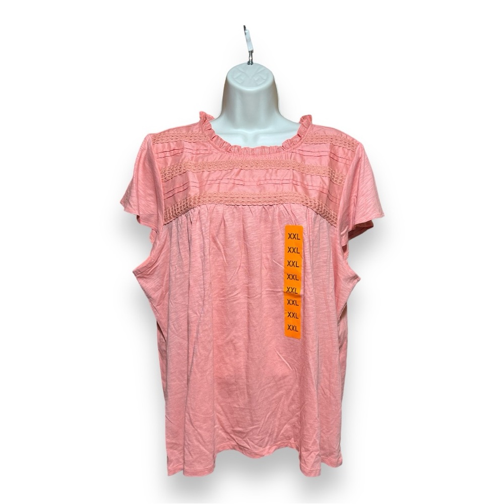 Ella Moss Ladies' Lace Trim Knit Top-Orange-XL and XXL-NWT